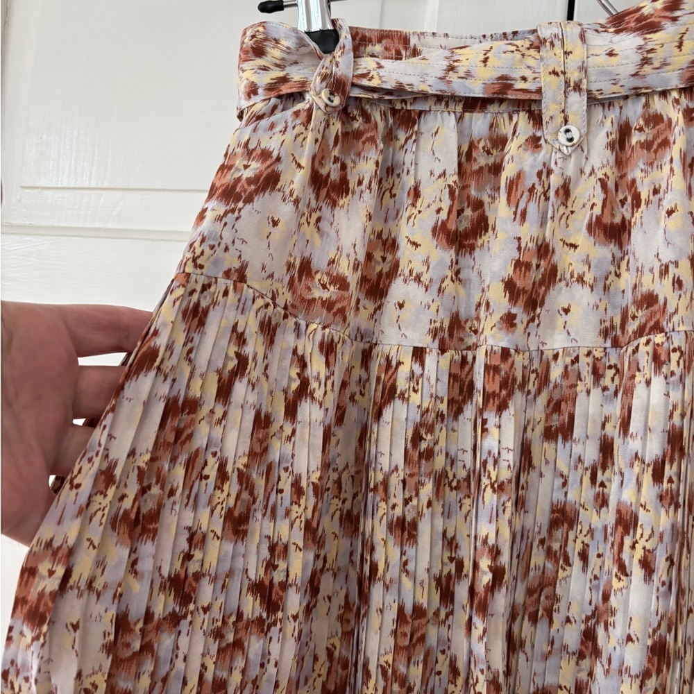 NEW ULLA JOHNSON‎ Charline Floral Pleated Midi Skirt Belted NWT Size 2 100% Silk - Picture 12 of 16